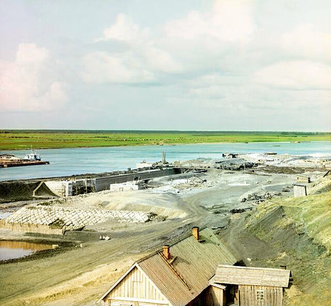 Construction of a lock near the village of Kuzminskoe. [Oka River]